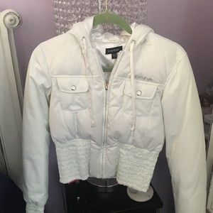 BEBE’S BOMBER WHITE JACKET
